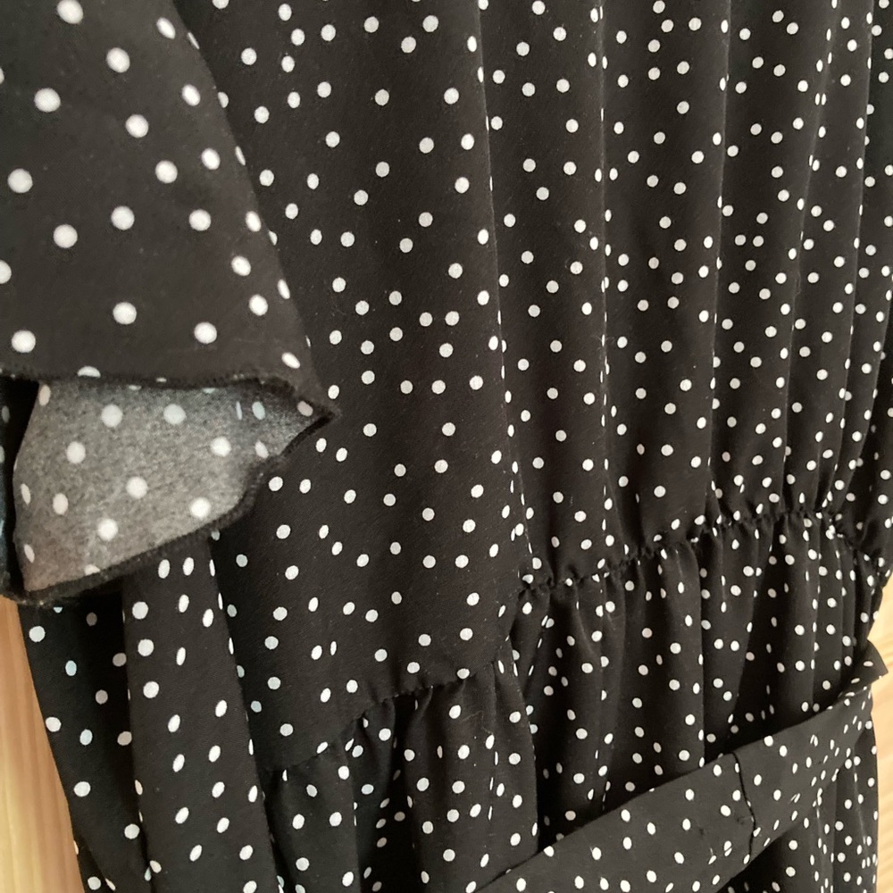 Ruffle Short Sleeve Midi Dress Polka Dot with pockets - Picture 13 of 15